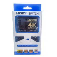 HDMI switch 3 TO 1  ULTRA HD 4K Питание , индикатор , пульт.