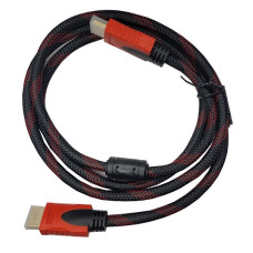 Кабель HDMI-HDMI c  ферритовыми фильтрами красно черный 1,5м.