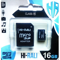 micro SDHC карта памяти HI-RALI  16GB class 10 (с адаптером)